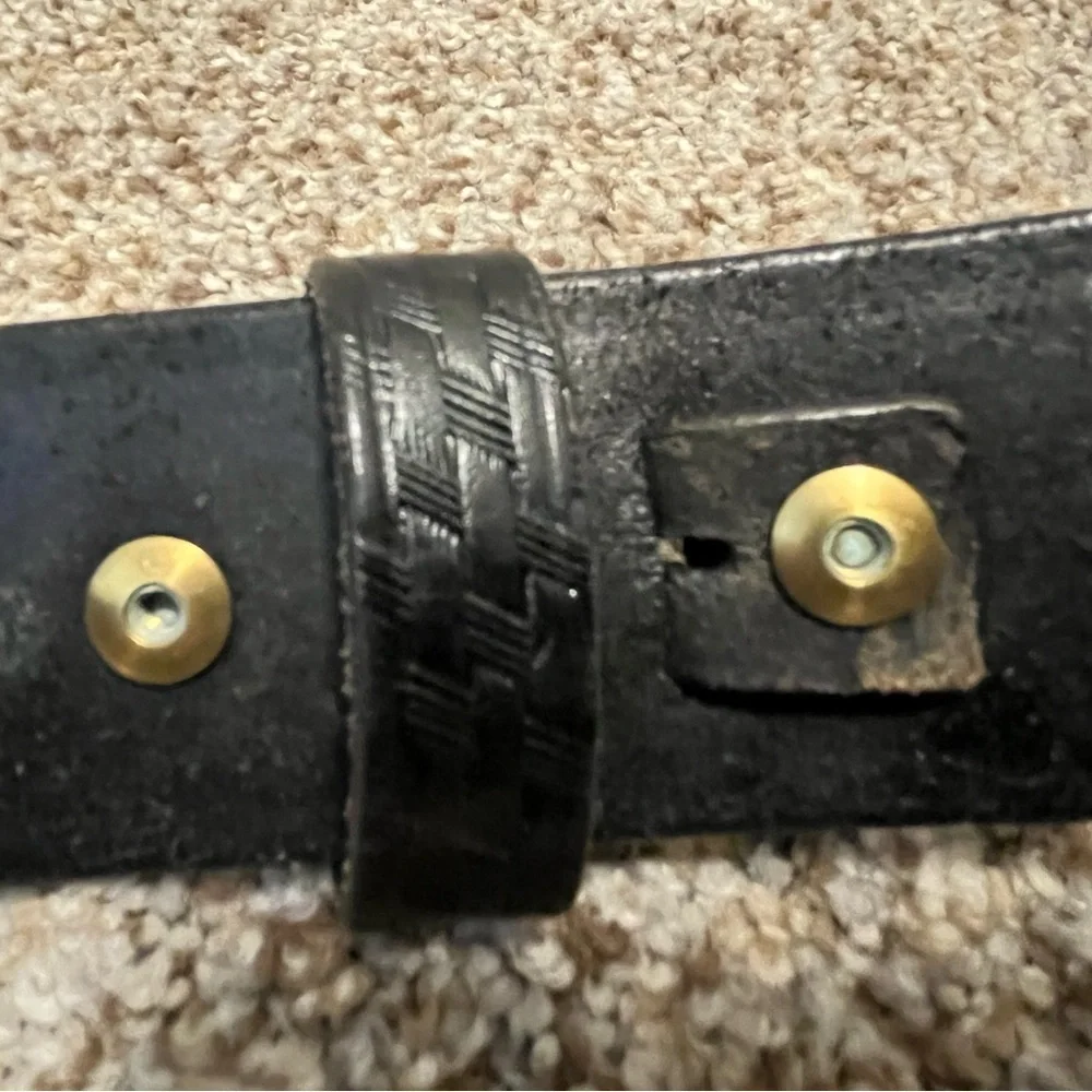 Triple K Black Leather Belt with Gold Buckle